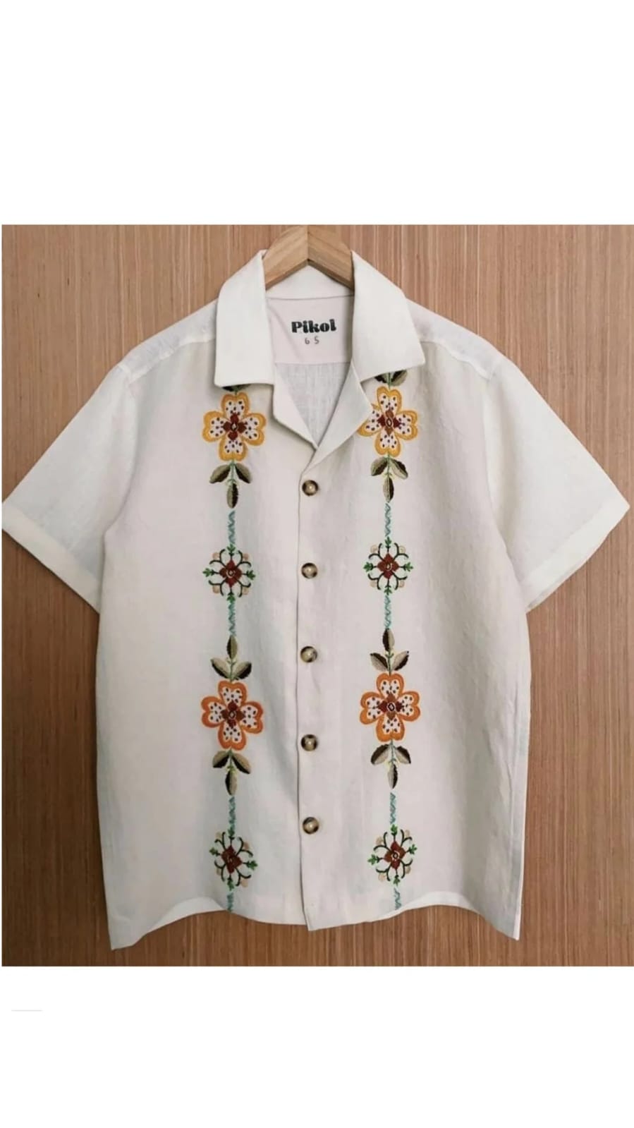 Men’s Premium Embroidered Cuban Collar Shirt – White Floral Summer Casual Shirt